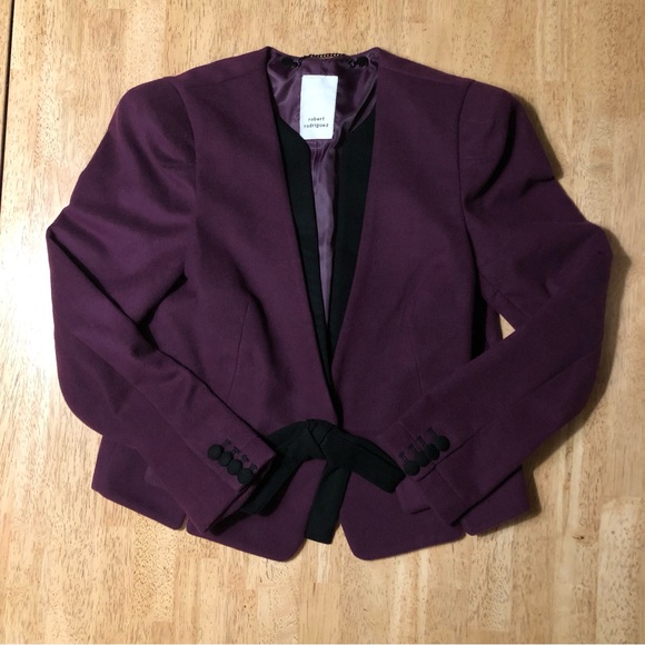 •ROBERT RODRIGUEZ• Berry Short Bow Jacket Blazer Lined - Size 4 - Picture 7 of 9
